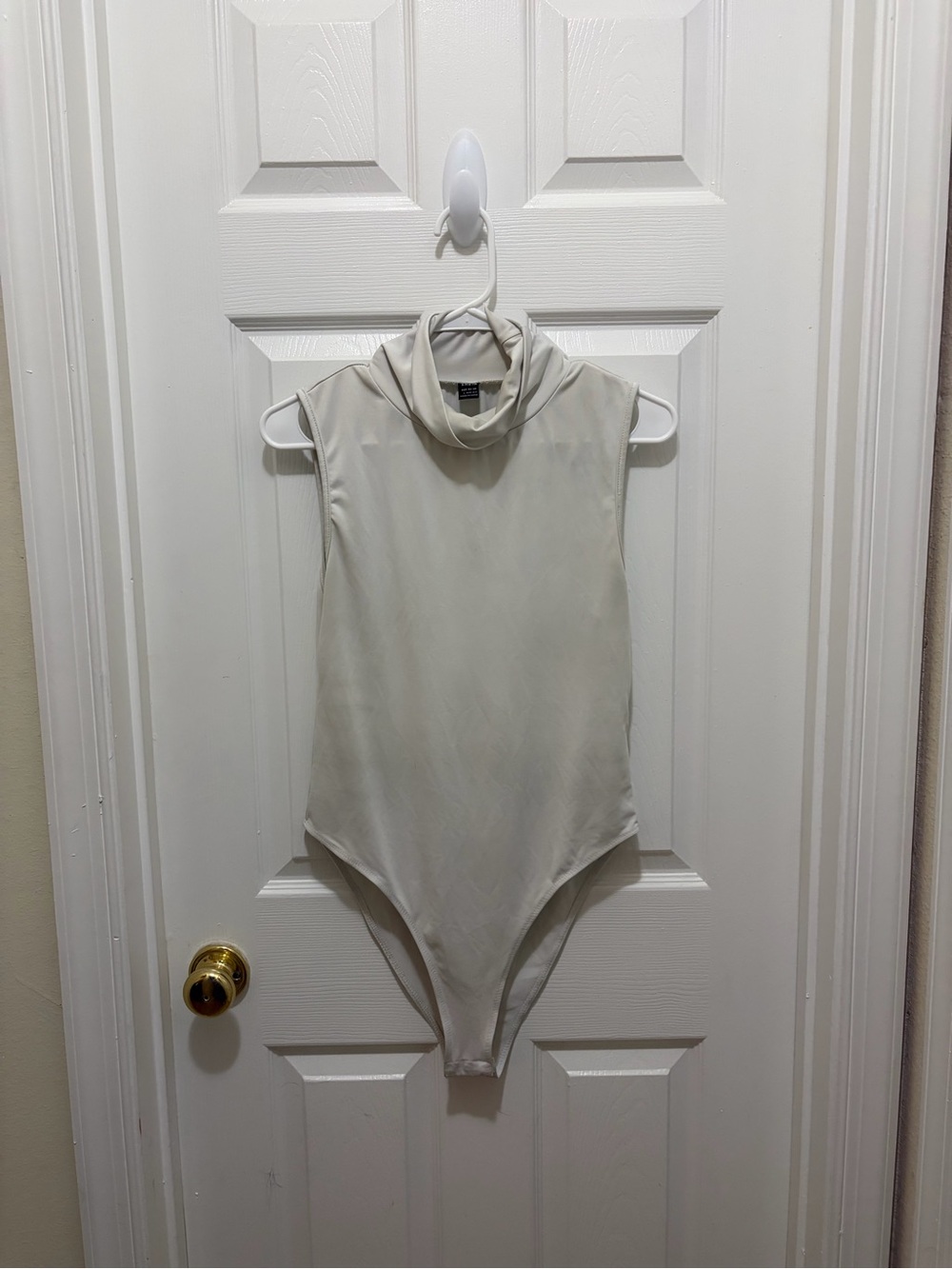 SHEIN Cream Sleeveless Turtleneck Bodysuit